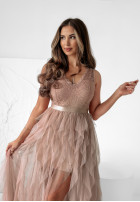 Tiulowa sukienka z falbankami Timeless Celebrations pudrowy róż