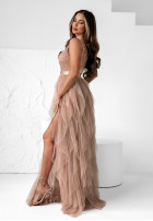 Tiulowa sukienka z falbankami Timeless Celebrations pudrowy róż