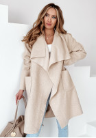 Mantel oversize z imitacji kożucha Fashion Revolution Beige