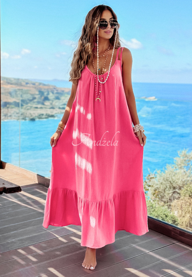 Musselin-Kleid mit Trägern maxi Aloha Beaches II Rosa