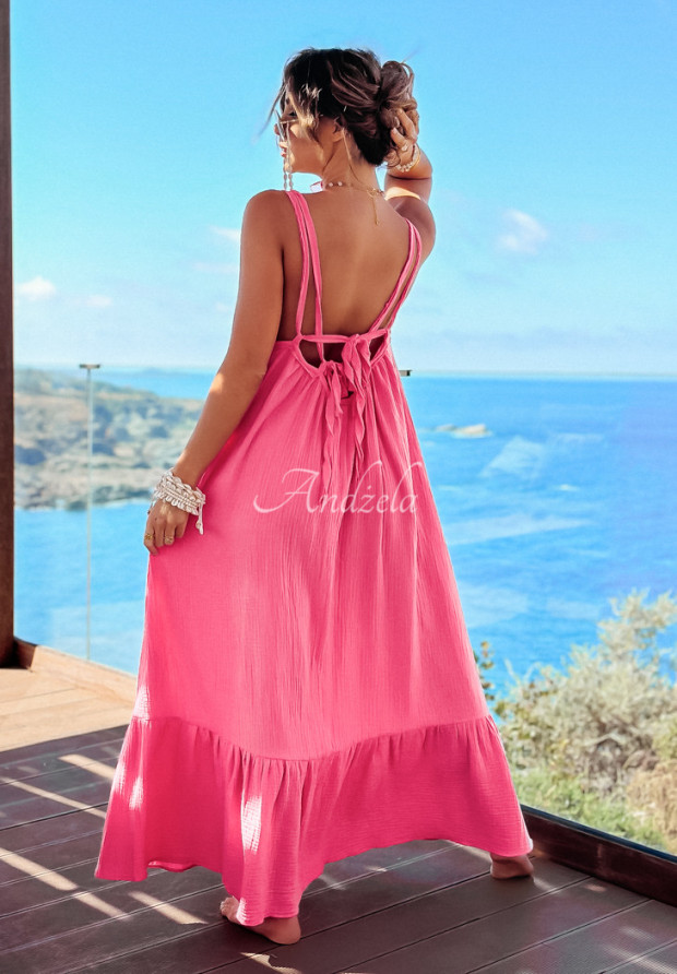 Musselin-Kleid mit Trägern maxi Aloha Beaches II Rosa