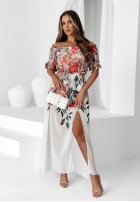Kwiecista sukienka Kleid im spanischen Stil z rozcięciem Promise Me Flowers Weiß