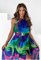 Wzorzysta Kleid maxi Tropical Born zielono-Kobaltblau