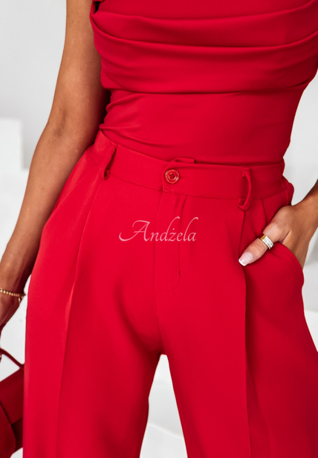 Elegantes Set aus weiten Hosen und Body Femme Rossita Rot