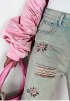 Hose Jeans wide leg z przetarciami Rose Drops Hellblau
