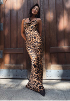 Kleid maxi na ramiączkach La Milla Leopard Luxe w panterkę