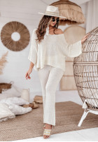 Strickhose wide leg Sandy Sunshine Beige