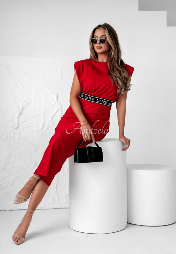 Set aus geripptem Kleid und Bluse Basic Beauty Rot
