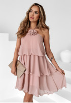 Kleid mini z falbankami i różą Rosie Delights Puderrosa