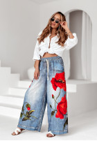 Material Hose wide leg Mit Muster Poppy View Blau