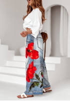 Material Hose wide leg Mit Muster Poppy View Blau