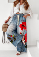 Material Hose wide leg Mit Muster Poppy View Blau