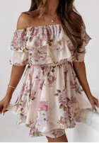 Kwiecista sukienka Kleid im spanischen Stil mini Iris Serenade Beige