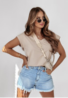 T-Shirt V-neck Beige