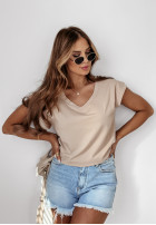 T-shirt V-neck in beige