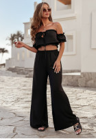 Set Bluse Kleid im spanischen Stil i Hose wide leg Sublime Waves Schwarz