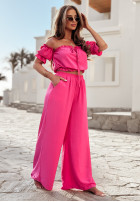 Set Bluse Kleid im spanischen Stil i Hose wide leg Sublime Waves Rosa