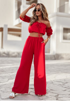 Set Bluse Kleid im spanischen Stil i Hose wide leg Sublime Waves Rot