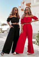 Set Bluse Kleid im spanischen Stil i Hose wide leg Sublime Waves Rot