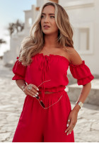 Set Bluse Kleid im spanischen Stil i Hose wide leg Sublime Waves Rot