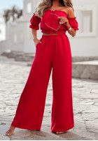 Set Bluse Kleid im spanischen Stil i Hose wide leg Sublime Waves Rot