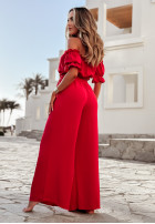 Set Bluse Kleid im spanischen Stil i Hose wide leg Sublime Waves Rot