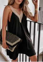 Prążkowana sukienka z koronką boho Silly & Free czarna