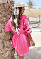 Muślinowa Kleid z dekoltem Seashore Oasis Rosa