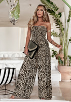 Długi Jumpsuit wide leg Savanna Safari w panterkę