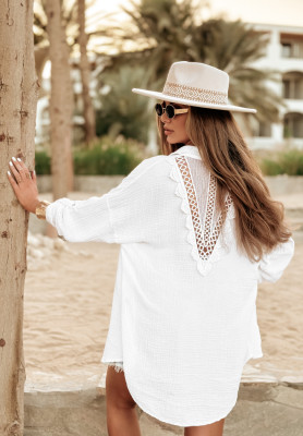Musselinhemd mit Spitze boho Sunshine Adventures Weiß
