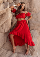 Set Bluse Kleid im spanischen Stil i asymetryczna Rock Darling Delight Rot
