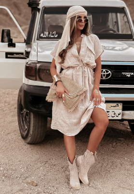 Linen dress with pockets Take A Trip beige