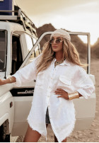 Długa koszula z kieszeniami Take A Trip biała