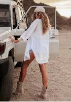 Długa koszula z kieszeniami Take A Trip biała