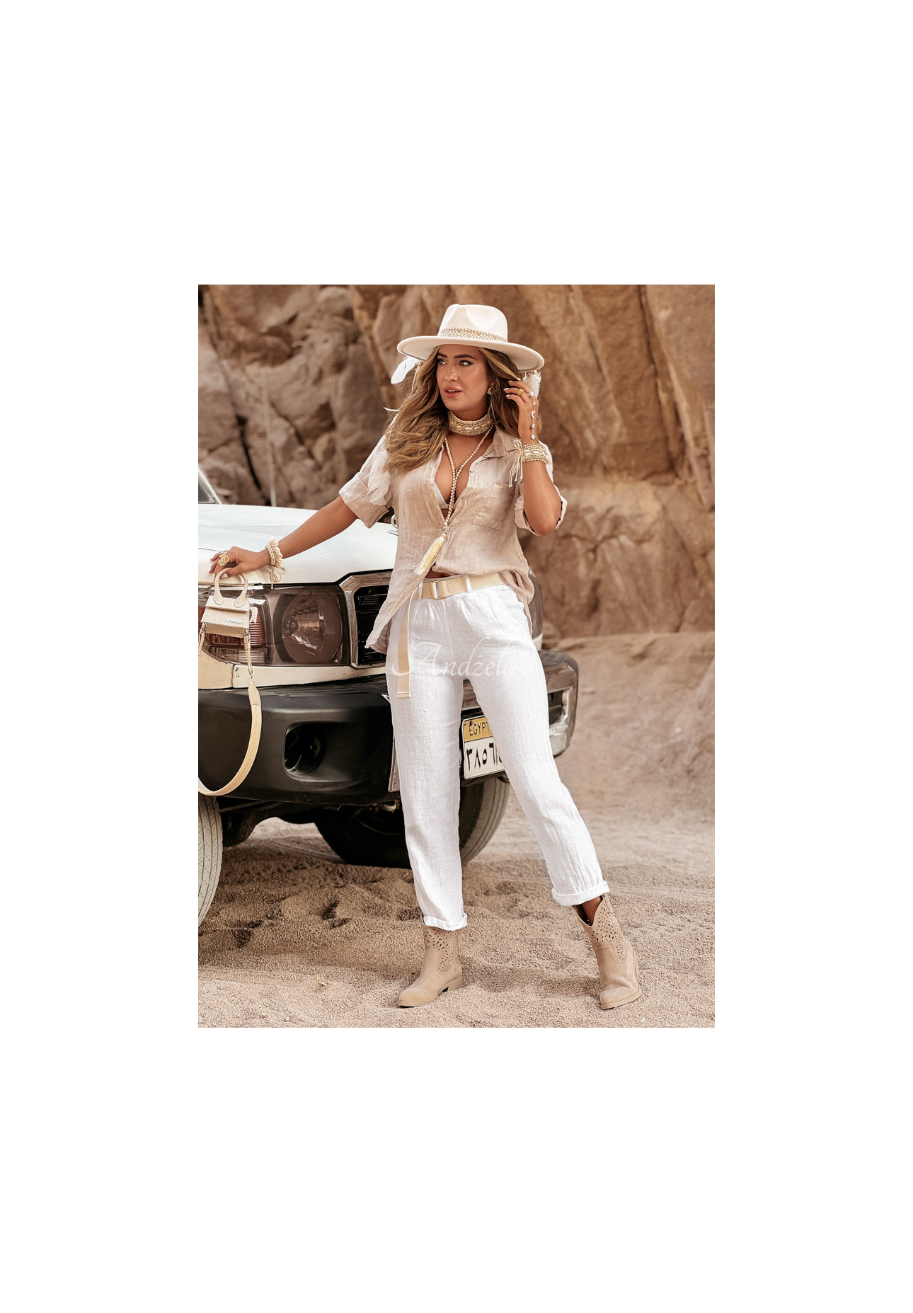 Leinenhose Take A Trip Ecru