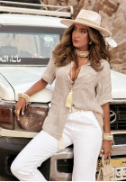 Koszula z kieszenią Take A Trip beżowa