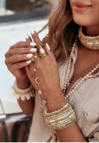 Szeroki Ring z kamieniem Graceful Gems Gold-Weiß