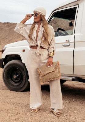 Linen wide leg pants Getting Better beige