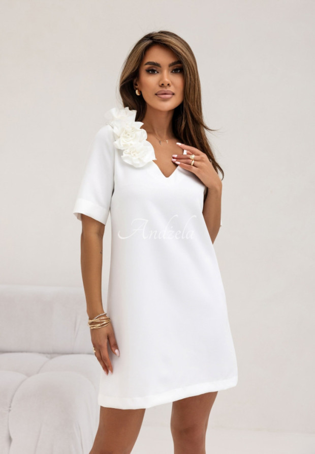 A-Linien-Kleid mit dekorativen Rosen Cocomore Elite Sensations Weiß