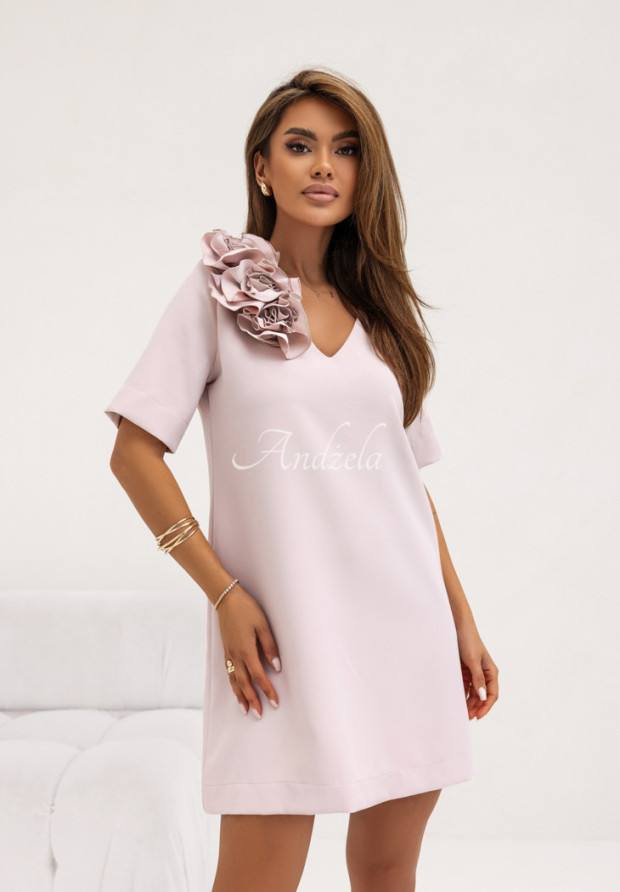 A-Linien-Kleid mit dekorativen Rosen Cocomore Elite Sensations Puderrosa