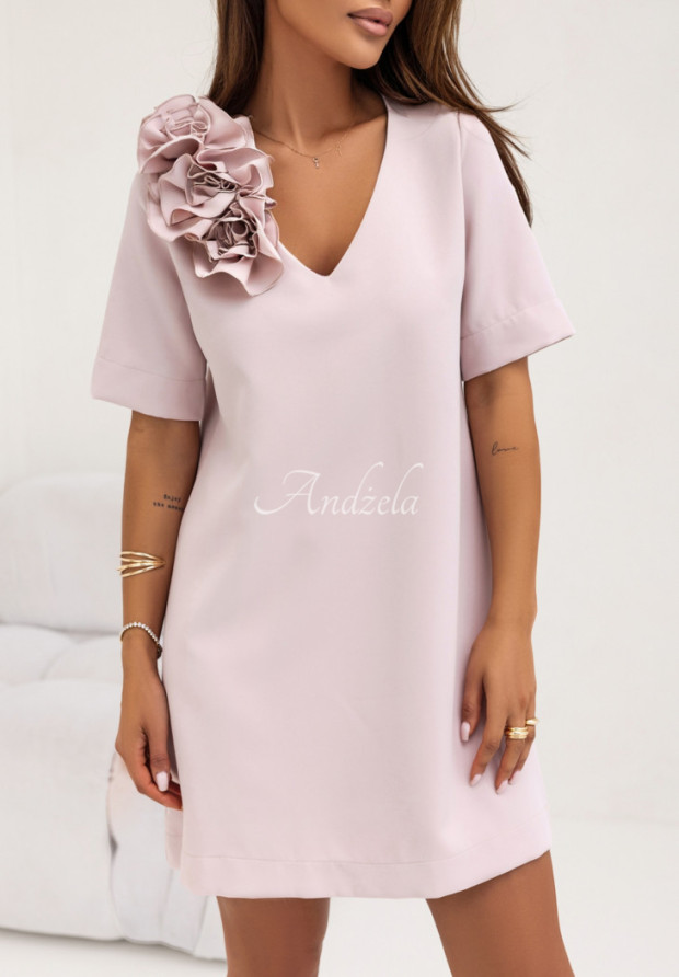 A-Linien-Kleid mit dekorativen Rosen Cocomore Elite Sensations Puderrosa