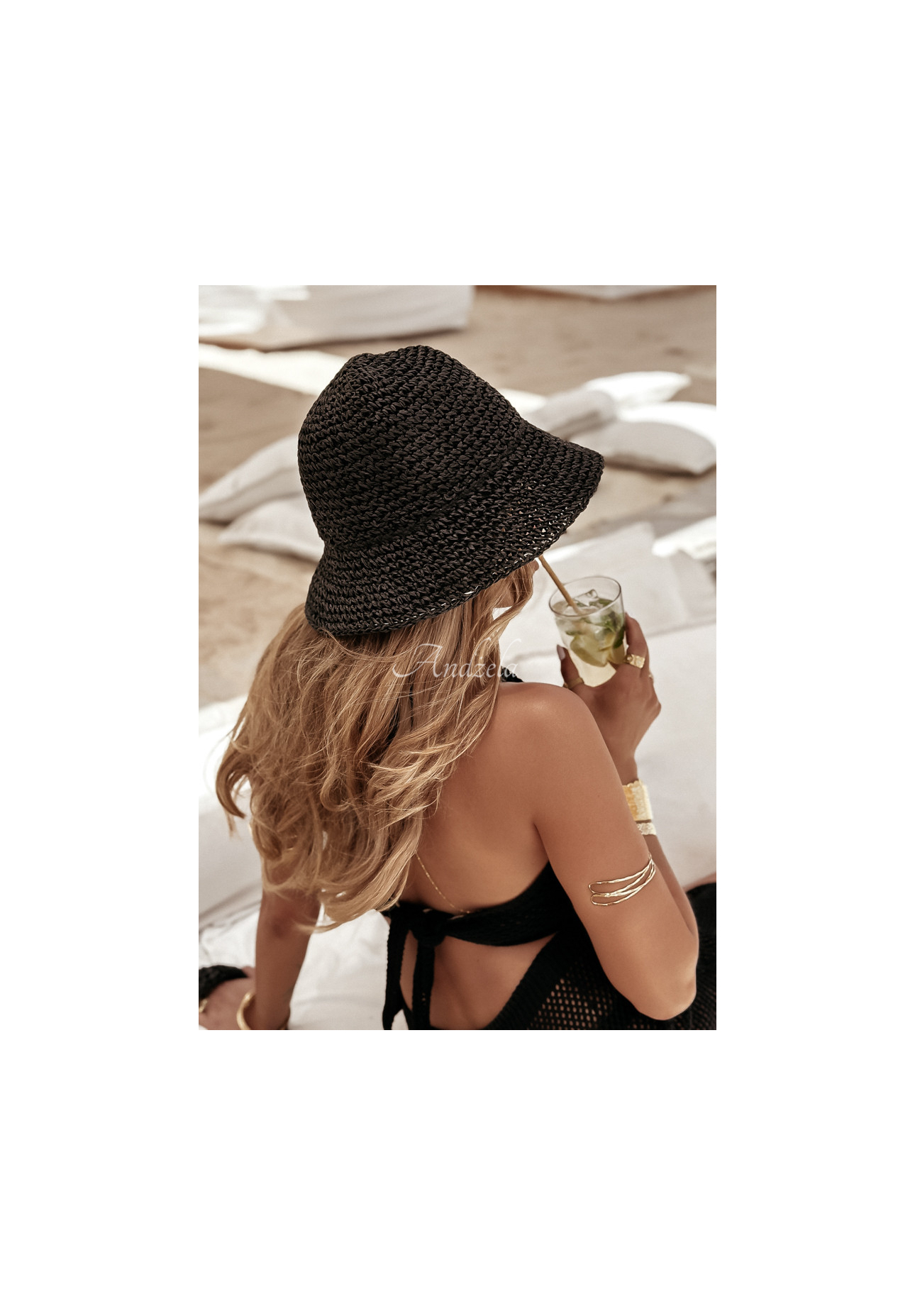 Geflochtener Hut Shoreline Straw Schwarz