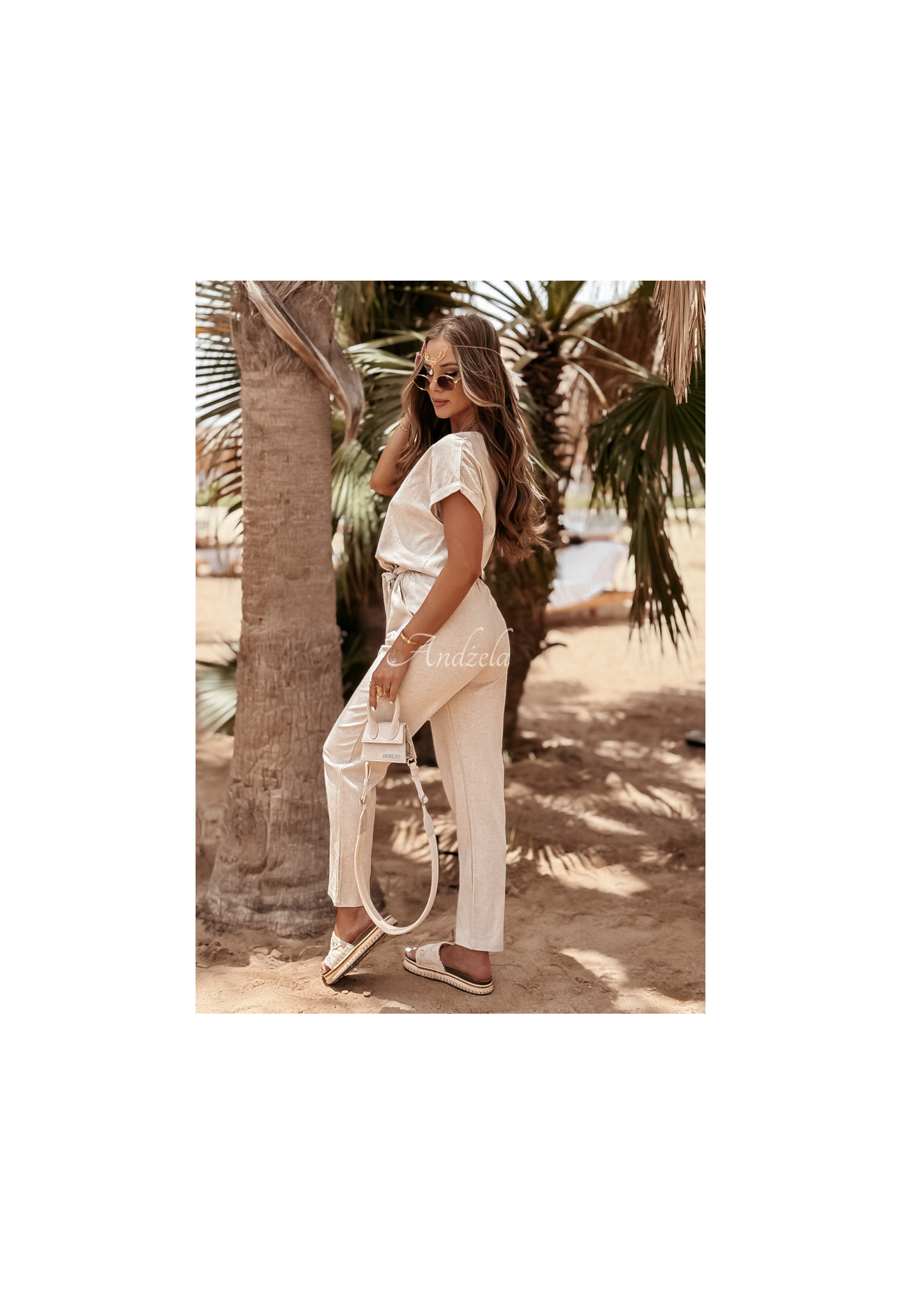 Leinen-Set T-Shirt und Hose Summer In Us Beige