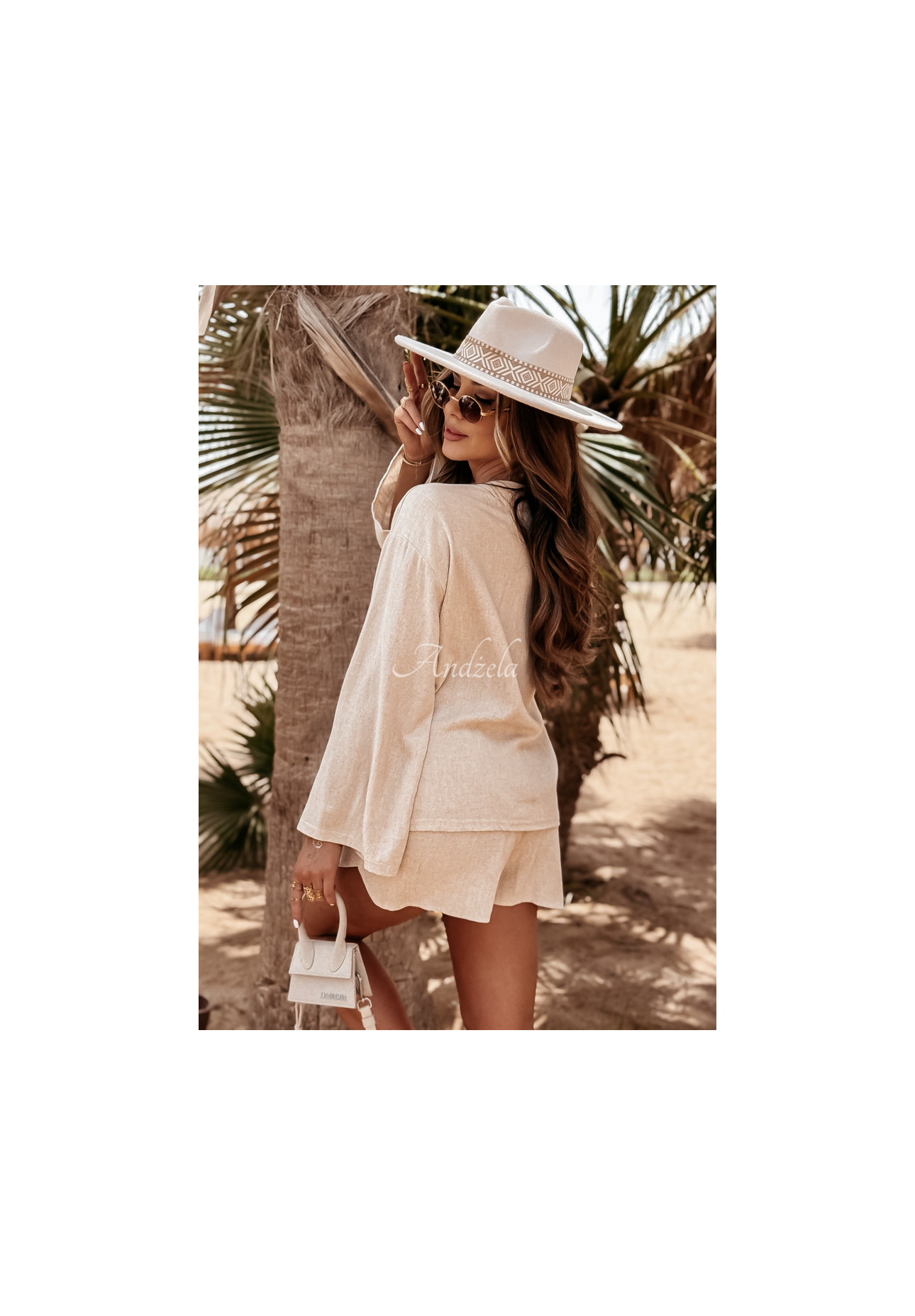 Lniany Set Bluse i spodenki See My Seas Beige