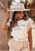T-Shirt z nadrukiem La Vie Est Belle Ecru