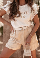 T-Shirt z nadrukiem La Vie Est Belle Ecru