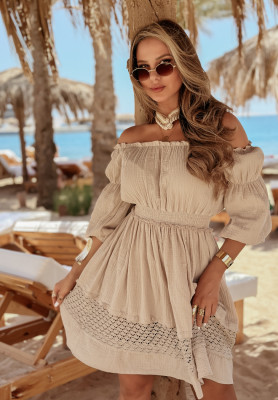 Sunset Shore beige muslin spangled dress