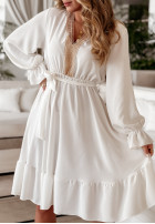 Sukienka z koronką i falbankami Sandy Sunrise biała