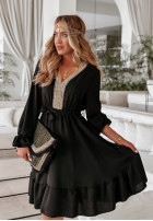 Sukienka z koronką i falbankami Sandy Sunrise czarna