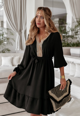 Sandy Sunrise lace and ruffle dress black